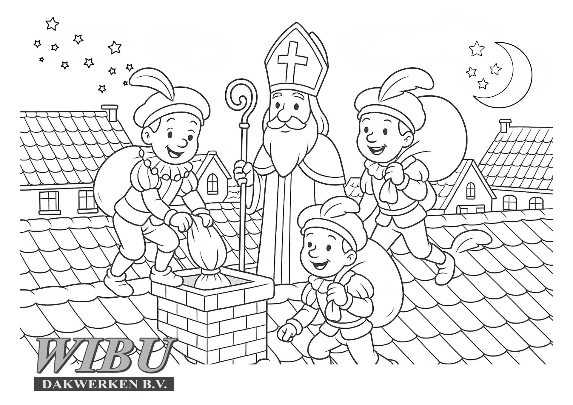 Kleurplaat Sint en pieten